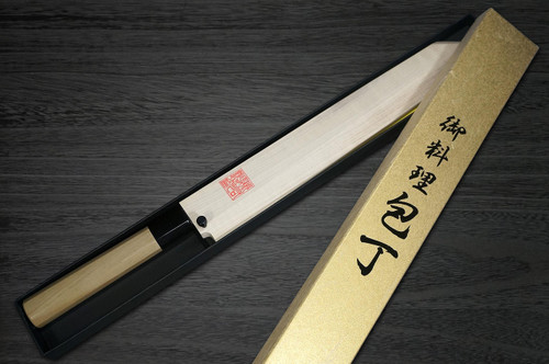 Yoshihiro Aogami No.1 Damascus Suminagashi B1SN Japanese Chefs Kiritsuke-YanagibaSashimi 330mm with Saya Sheath and Magnolia Wood Handle