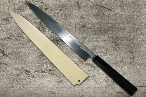 Yoshihiro Aogami No.1 Damascus Suminagashi B1SN-E Japanese Chefs YanagibaSashimi 300mm with Saya Sheath and Ebony Handle