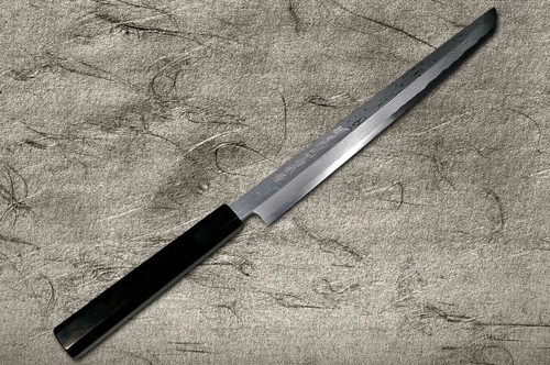 Yoshihiro Aogami No.1 Damascus Suminagashi B1SN-E Japanese Chefs Sakimaru-TakohikiSashimi 300mm with Saya Sheath and Ebony Handle
