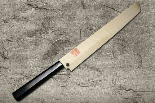 Yoshihiro Aogami No.1 Damascus Suminagashi B1SN-E Japanese Chefs Sakimaru-TakohikiSashimi 330mm with Saya Sheath and Ebony Handle