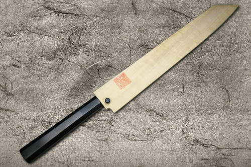 Yoshihiro Aogami No.1 Damascus Suminagashi B1SN-E Japanese Chefs Kiritsuke-YanagibaSashimi 270mm with Saya Sheath and Ebony Handle