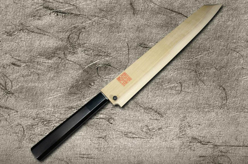 Yoshihiro Aogami No.1 Damascus Suminagashi B1SN-E Japanese Chefs Kiritsuke-YanagibaSashimi 300mm with Saya Sheath and Ebony Handle