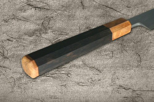 Yoshihiro Senbon Kurogaki Edition Aogami No.1 Damascus Suminagashi YanagibaSashimi 300mm with Special Black Persimmon Handle and Saya in Paulownia Box