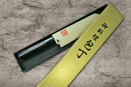 Yoshihiro Aogami No.1 Damascus Suminagashi B1SN-E Japanese Chefs KenmukiVegetable 180mm with Saya Sheath and Double-Buffalo Ebony Handle