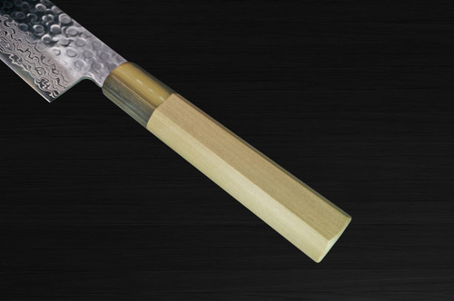 Sakai Takayuki 45-Layer Damascus Goldish Tsuba Japanese Chefs Santoku Knife 180mm