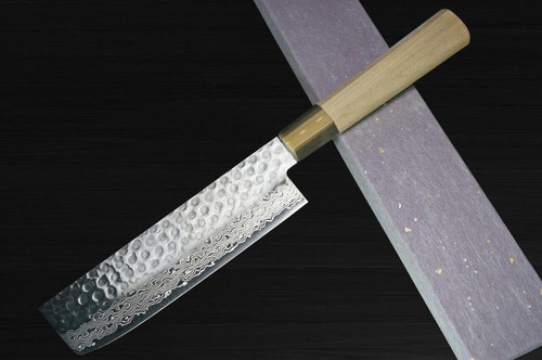 Sakai Takayuki 45-Layer Damascus Goldish Tsuba Japanese Chefs Vegetable Knife 160mm