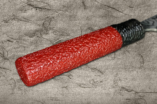 Takeshi Saji VG10 Black Damascus LL Japanese Chefs Santoku Knife 165mm with Black-Red Japanese Urushi Lacquered Handle