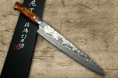 Takeshi Saji VG10 Black Damascus IR Japanese Chefs Gyuto Knife 270mm with Desert Ironwood Handle