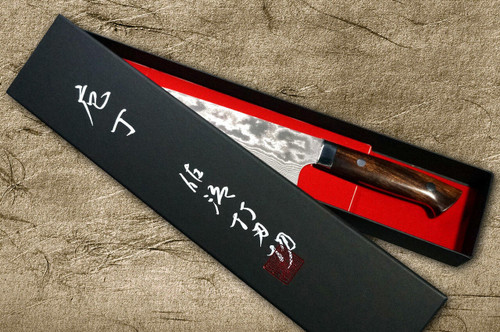 Takeshi Saji VG10 Black Damascus IR Japanese Chefs NakiriVegetable 170mm with Desert Ironwood Handle