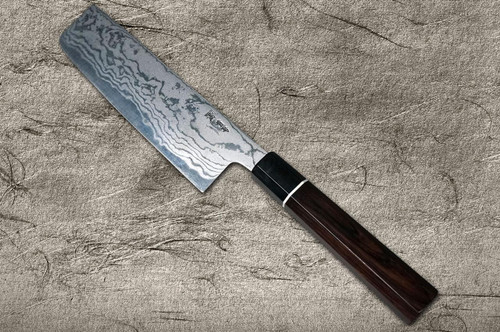 Couteau à légumes japonais EB Damas Aogami No.2 de Shigeki Tanaka 165mm avec manche en ébène