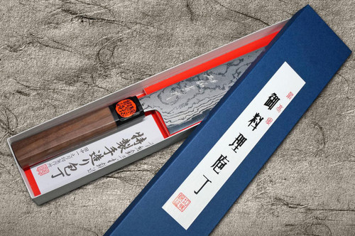 Shigeki Tanaka Aogami No.2 Damascus WN Japanese Chef's Vegetable Knife 165mm with Walnut Handle 