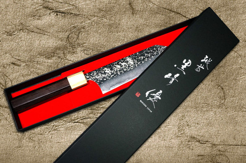 Yu Kurosaki R2SG2 Hammered SHIZUKU WA RS8P Japanese Chefs Bunka Knife 165mm with White-Ring Octagonal Handle