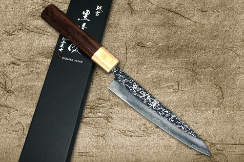 Yu Kurosaki R2SG2 Hammered SHIZUKU WA RS8P Japanese Chefs Petty KnifeUtility 150mm with White-Ring Octagonal Handle