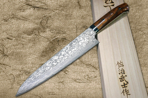 Takeshi Saji R2SG2 Black Damascus IR Japanese Chefs Gyuto Knife 240mm with Desert Ironwood Handle
