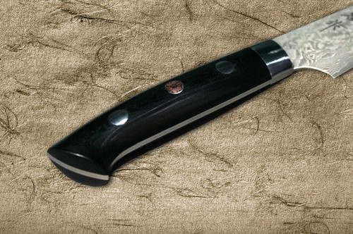 Takeshi Saji R2SG2 Black Damascus MCB Japanese Chefs Petty KnifeUtility 150mm with Black Micarta Handle