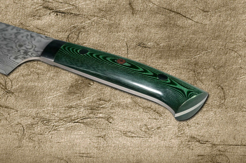 Takeshi Saji R2SG2 Black Damascus MCF Japanese Chefs NakiriVegetable 170mm with Dark-Green Micarta Handle