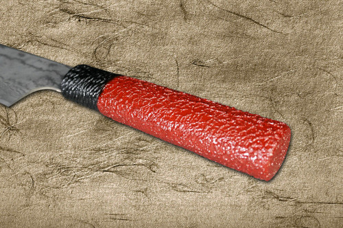 Takeshi Saji VG10 Black Damascus LL Japanese Chefs Gyuto Knife 210mm with Black-Red Japanese Urushi Lacquered Handle