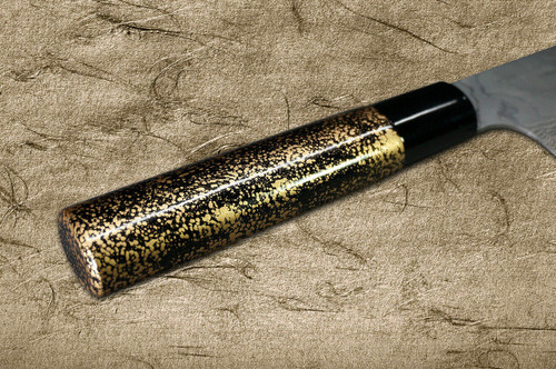 Takeshi Saji VG10 Black Damascus LC Japanese Chefs Gyuto Knife 210mm with Black-Gold Japanese Urushi Lacquered Handle