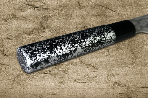 Takeshi Saji VG10 Black Damascus LC Japanese Chefs Gyuto Knife 210mm with Black-Silver Japanese Urushi Lacquered Handle