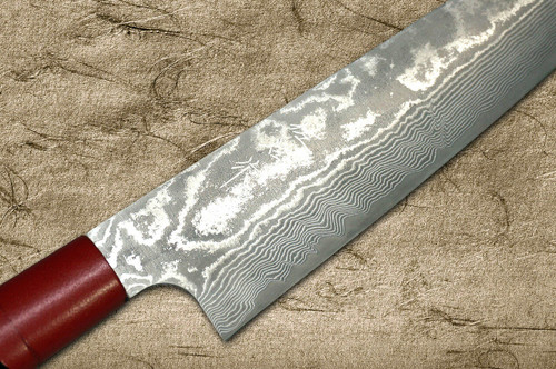 Takeshi Saji VG10 Black Damascus CS Japanese Chefs Gyuto Knife 210mm with Red-Red Urushi Lacquered HandleX-Obi