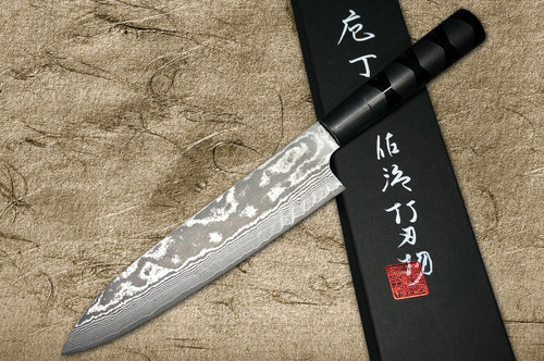 Takeshi Saji VG10 Black Damascus CS Japanese Chefs Gyuto Knife 210mm with Black-Black Urushi Lacquered HandleX-Obi