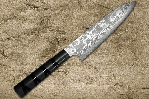 Takeshi Saji VG10 Black Damascus CS Japanese Chefs Gyuto Knife 210mm with Black-Black Urushi Lacquered HandleX-Obi
