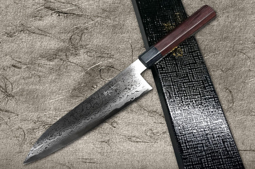 Takayuki Iwai Aogami No.2 Damascus FUMON RS Japanese Chef's Gyuto Knife 210mm 