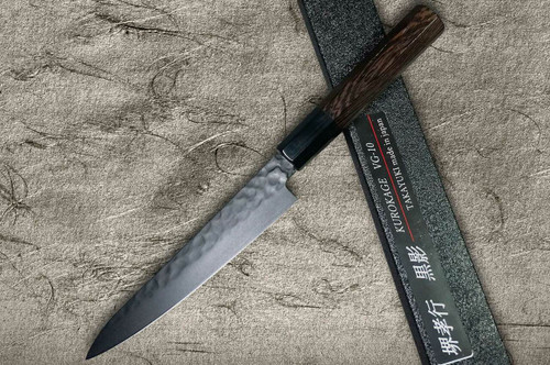 Sakai Takayuki Non-Stick Coating VG10 Hammered WA KUROKAGE Japanese Chefs Petty KnifeUtility 150mm with Wenge Handle