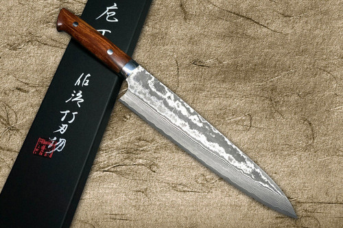 Takeshi Saji VG10 Black Damascus IR Japanese Chefs Gyuto Knife 210mm with Desert Ironwood Handle