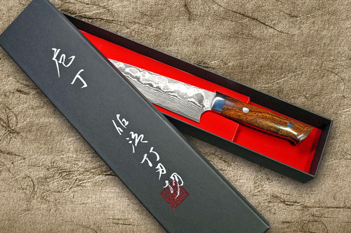 Takeshi Saji VG10 Black Damascus IR Japanese Chefs Gyuto Knife 180mm with Desert Ironwood Handle