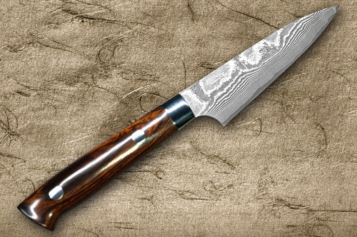 Takeshi Saji VG10 Black Damascus IR Japanese Chefs Petty KnifeUtility 90mm with Desert Ironwood Handle