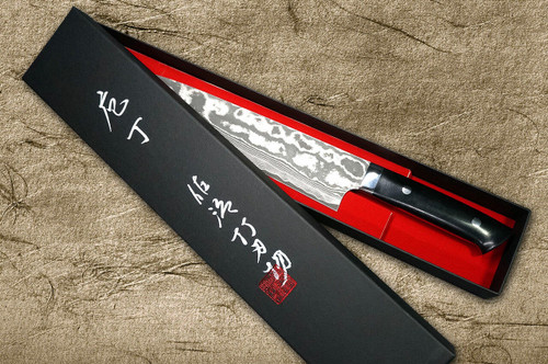 Takeshi Saji VG10 Black Damascus MCB Japanese Chefs Gyuto Knife 270mm with Black Micarta Handle