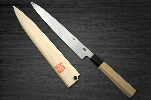 Yoshihiro Gingami No.3 G3HC Japanese Chefs YanagibaSashimi 240mm with Saya Sheath and Magnolia Wood Handle