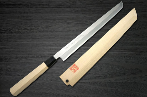 Yoshihiro Gingami No.3 G3HC Japanese Chefs Sakimaru-TakohikiSashimi 330mm with Saya Sheath and Magnolia Wood Handle