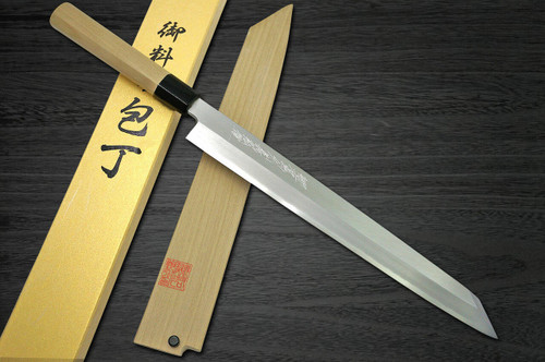 Yoshihiro Gingami No.3 G3HC Japanese Chefs Kiritsuke-YanagibaSashimi 330mm with Saya Sheath and Magnolia Wood Handle