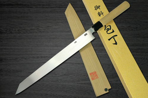Yoshihiro Gingami No.3 G3HC Japanese Chefs Kiritsuke-YanagibaSashimi 360mm with Saya Sheath and Magnolia Wood Handle