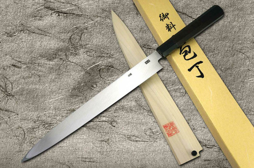 Yoshihiro Gingami No.3 G3HC-E Japanese Chefs YanagibaSashimi 330mm with Saya Sheath and Ebony Handle