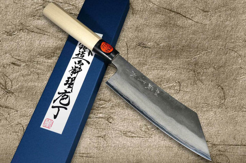 Shigeki Tanaka Ginsan Silver 3 Steel Kurouchi Japanese Chefs Hakata Knife 180mm with Magnolia Wood Handle