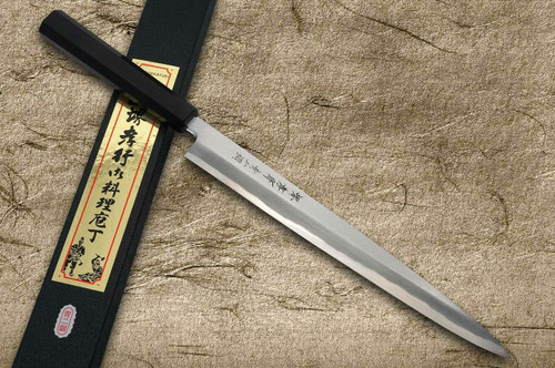 堺孝行Aoniko Blue 2 钢制乌木手柄日本厨师用柳叶刀（生鱼片