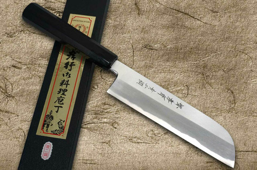 Sakai Takayuki Aoniko Blue 2 Steel Ebony Handle Japanese Chefs Kamagata-UsubaVegetable 195mm