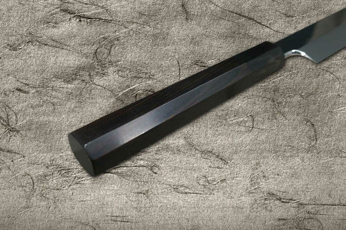 Yoshihiro White No.2 Honyaki Wave-Art AWHY Water-Quenched Japanese Chefs YanagibaSashimi 300mm with Saya Sheath and Ebony Handle