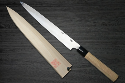Yoshihiro Gingami No.3 Damascus Suminagashi G3SN Japanese Chefs YanagibaSashimi 270mm with Saya Sheath and Magnolia Wood Handle