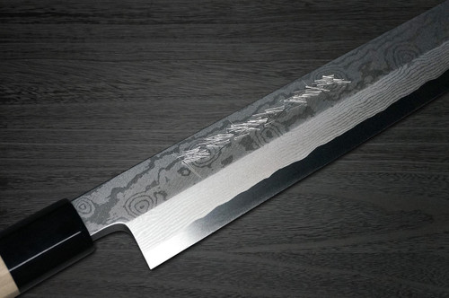 Yoshihiro Gingami No.3 Damascus Suminagashi G3SN Japanese Chefs Kiritsuke-YanagibaSashimi 270mm with Saya Sheath and Magnolia Wood Handle