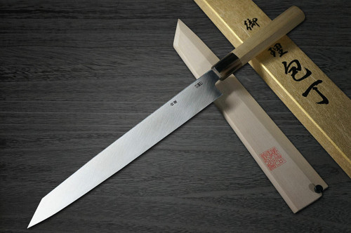 Yoshihiro Gingami No.3 Damascus Suminagashi G3SN Japanese Chefs Kiritsuke-YanagibaSashimi 270mm with Saya Sheath and Magnolia Wood Handle