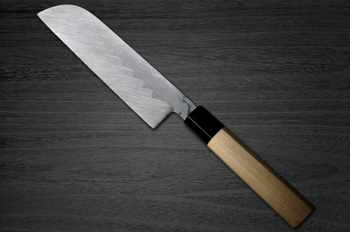 Yoshihiro Aogami No.1 Damascus Suminagashi B1SN Japanese Chefs Kamagata-UsubaVegetable 225mm with Saya Sheath and Magnolia Wood Handle