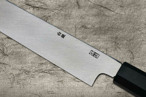 Yoshihiro Gingami No.3 Damascus Suminagashi G3SN-E Japanese Chefs Sakimaru-TakohikiSashimi 330mm with Saya Sheath and Ebony Handle