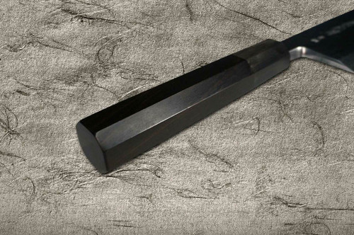 Yoshihiro Aogami No.1 Damascus Suminagashi B1SN-E Japanese Chefs Deba Knife 195mm with Saya Sheath and Ebony Handle