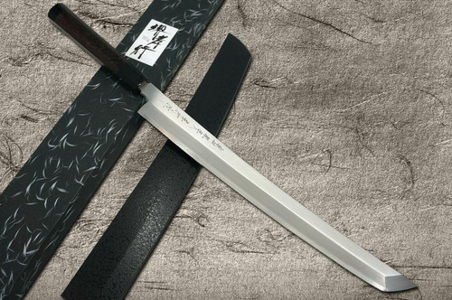 Sakai Takayuki ZANGETSU Ginsan Japanese Chefs Sakimaru-TakohikiSashimi 300mm with Wenge Handle and Saya Sheath