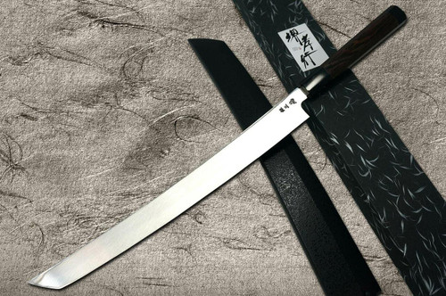 Sakai Takayuki ZANGETSU Ginsan Japanese Chefs Sakimaru-TakohikiSashimi 360mm with Wenge Handle and Saya Sheath