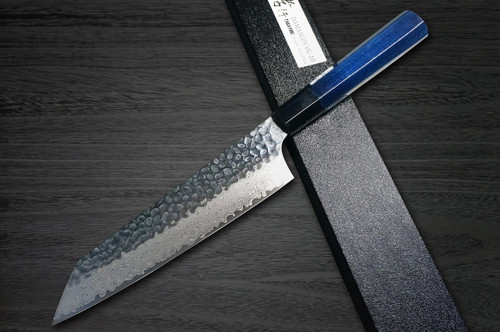 Sakai Takayuki 33-Layer VG10 Damascus Indigo Japan-Blue Chefs Kengata-Gyuto Knife 190mm